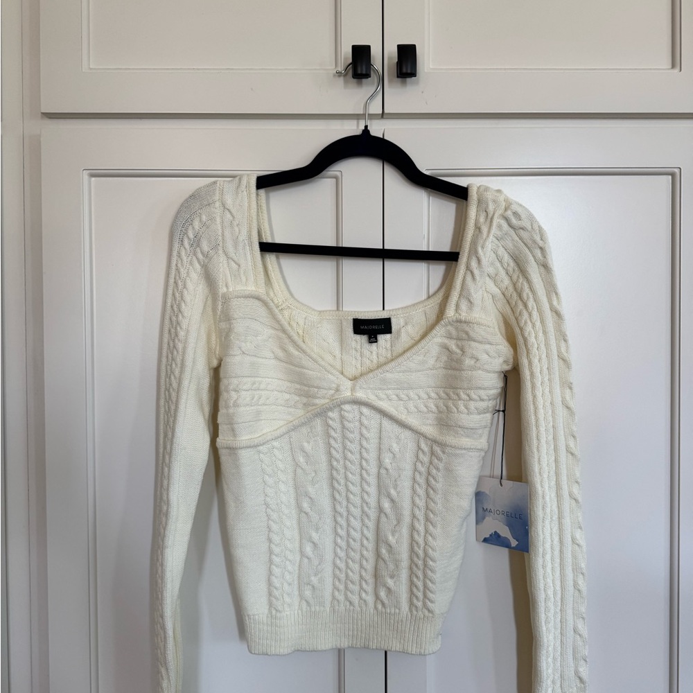 MAJORELLE Cream Cable Knit Sweater